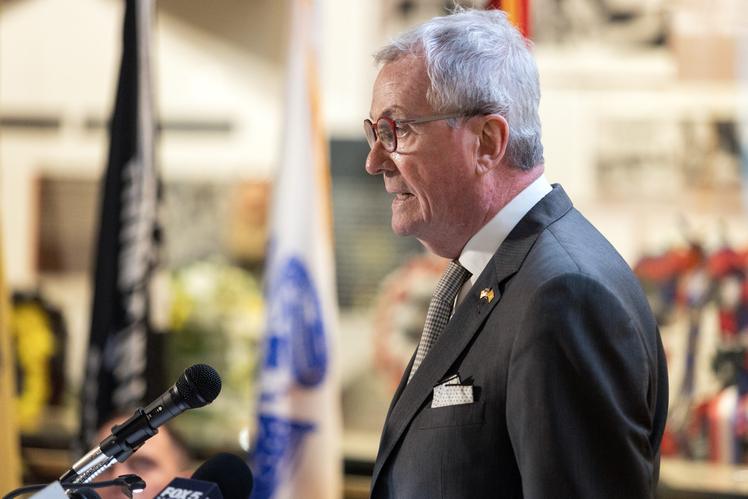 New Jersey Gov. Philip D. Murphy addresses the audience during the State Veterans Day ceremony at the New Jersey Vietnam Veterans’ Memorial, Vietnam Era Museum and Educational Center at Holmdel, New Jersey, Nov. 11, 2025. Veterans Day celebrates and honors America’s veterans for their patriotism, love of country, and willingness to serve and sacrifice for the common good. (New Jersey Department of Military and Veterans Affairs photo by Mark C. Olsen)
