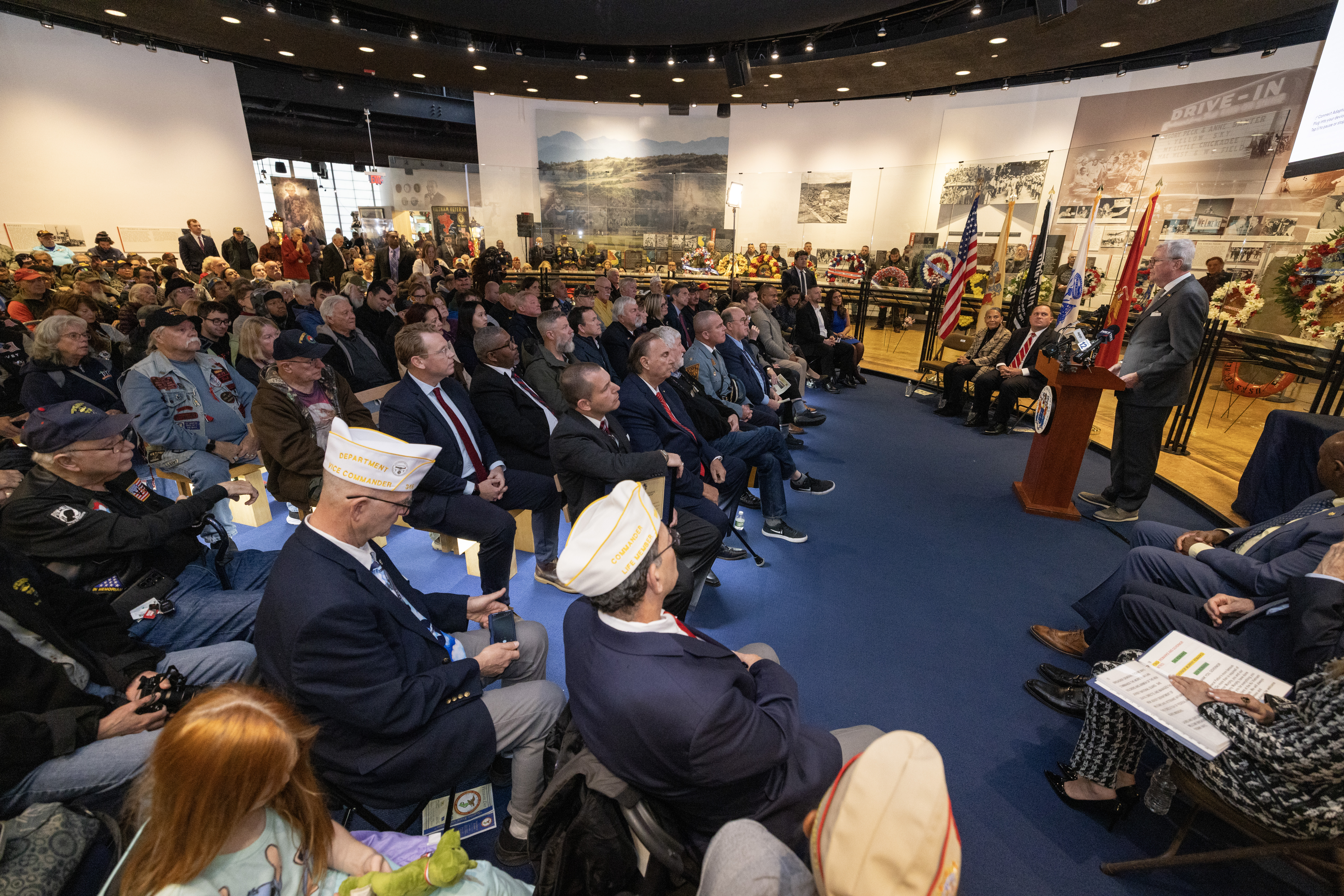 New Jersey Gov. Philip D. Murphy addresses the audience during the State Veterans Day ceremony at the New Jersey Vietnam Veterans’ Memorial, Vietnam Era Museum and Educational Center at Holmdel, New Jersey, Nov. 11, 2025. Veterans Day celebrates and honors America’s veterans for their patriotism, love of country, and willingness to serve and sacrifice for the common good. (New Jersey Department of Military and Veterans Affairs photo by Mark C. Olsen)